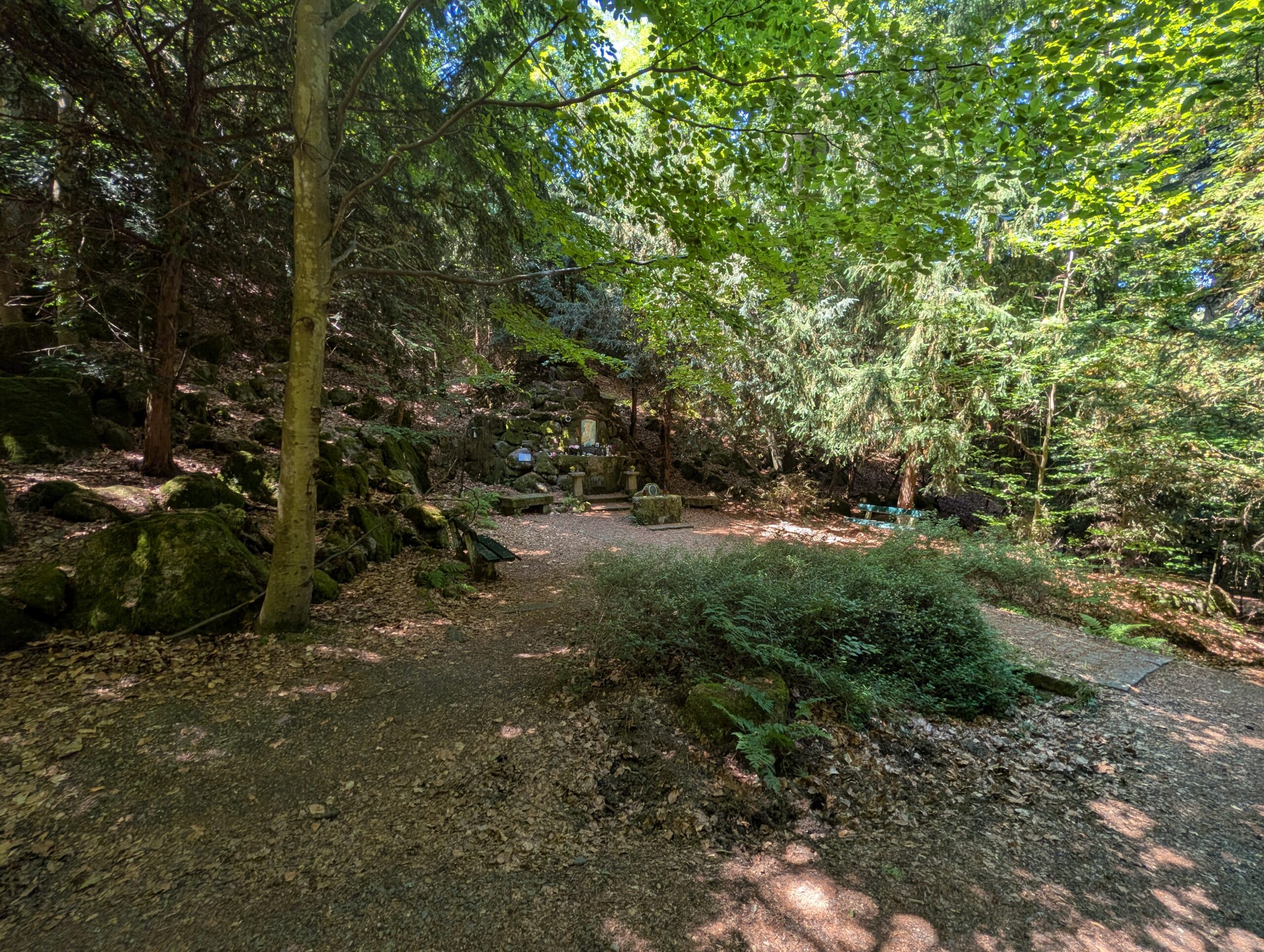Waldweg zur Waldandacht (Lesní pobožnost) im Waldgebiet St. Linhart in Karlsbad.