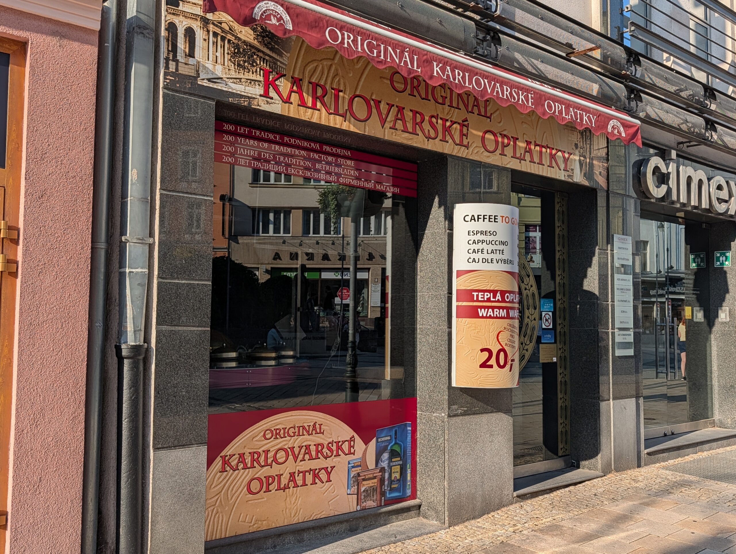 Geschäft für originale Karlsbader Oblaten (Karlovarské oplatky) im Zentrum von Karlsbad.